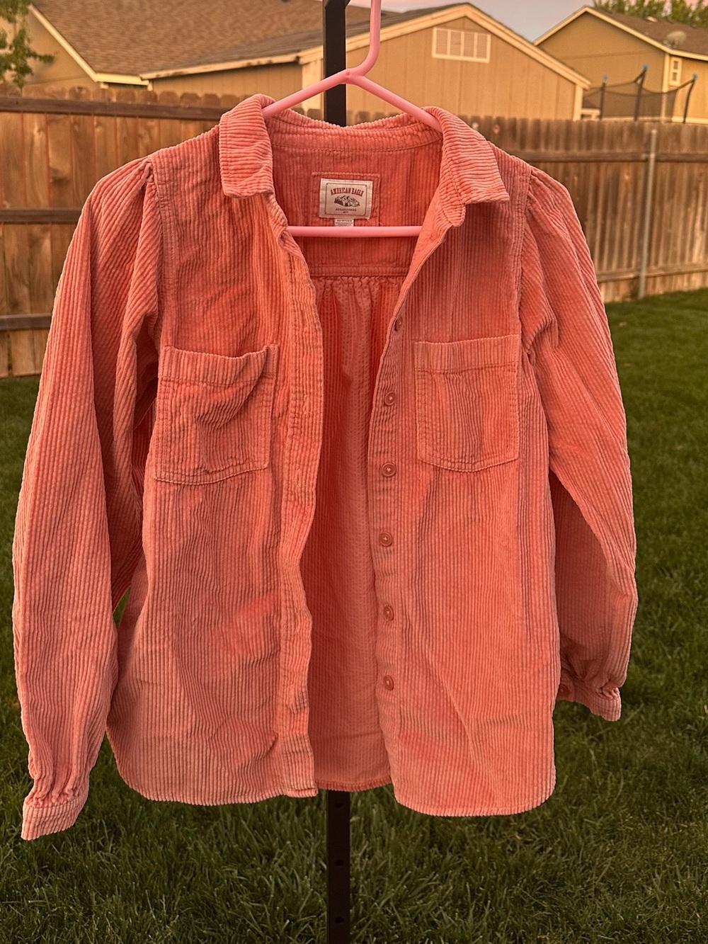 American eagle xs pink ribbed shacket